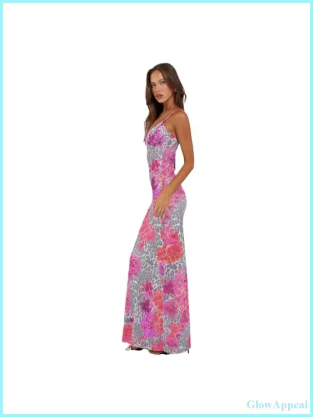 VANCOL Women Satin Dress Backless Hollow Casual Boho Flowy Maxi Halter Neck